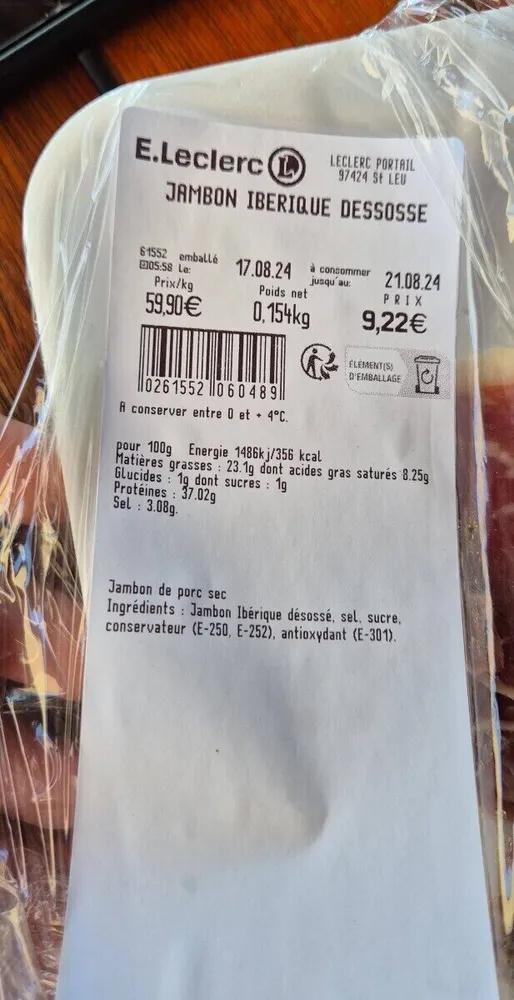 Jambon iberique dessosse