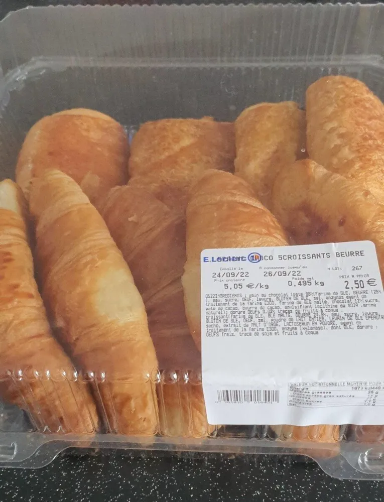 5 pains chocolat 5 croissants beurre