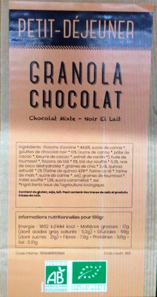 Granola chocolat noir et lait