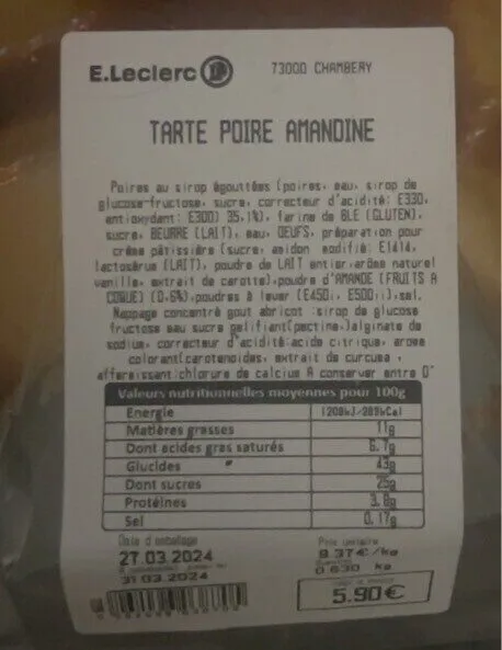 Tarte poire amandine
