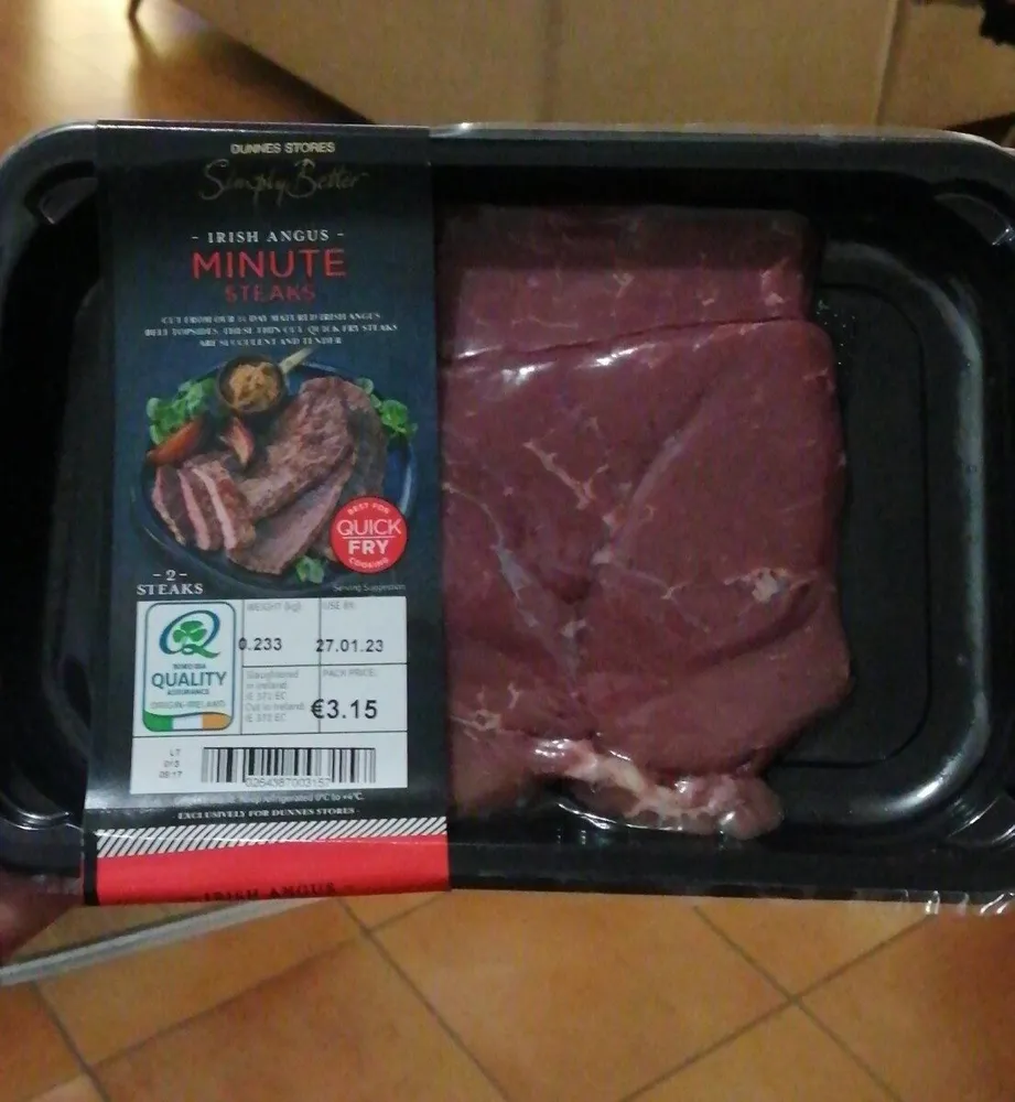 Irish Angus minute steaks