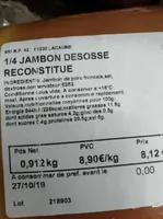 1/4 jambon désossé reconstitué