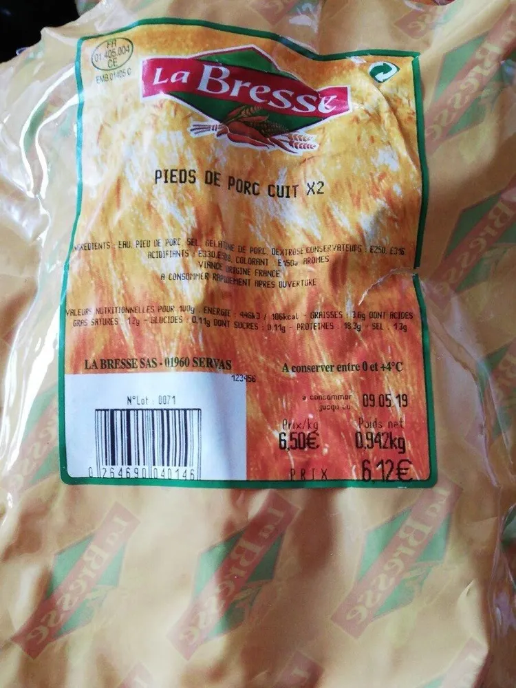 Pieds de porc cuit
