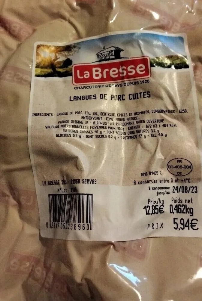 Langues de porc cuites
