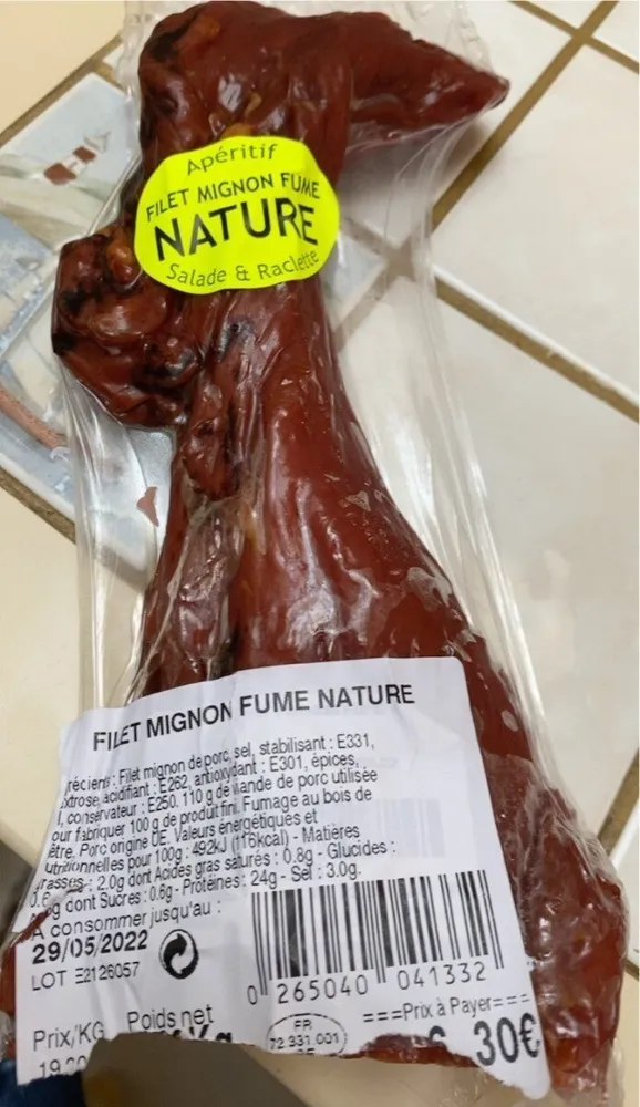 Filet mignon fumé nature