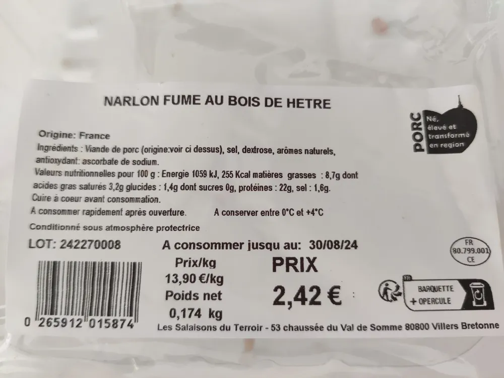 Narlon fumé au bois de hêtre