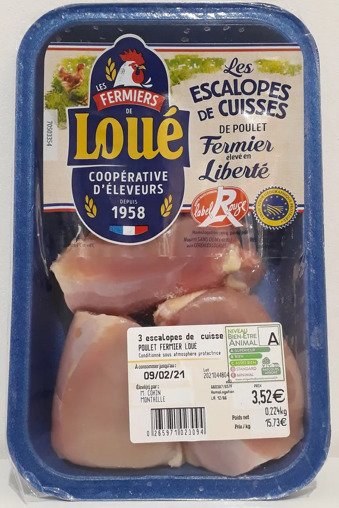 Escalopes de cuisses de poulet fermier