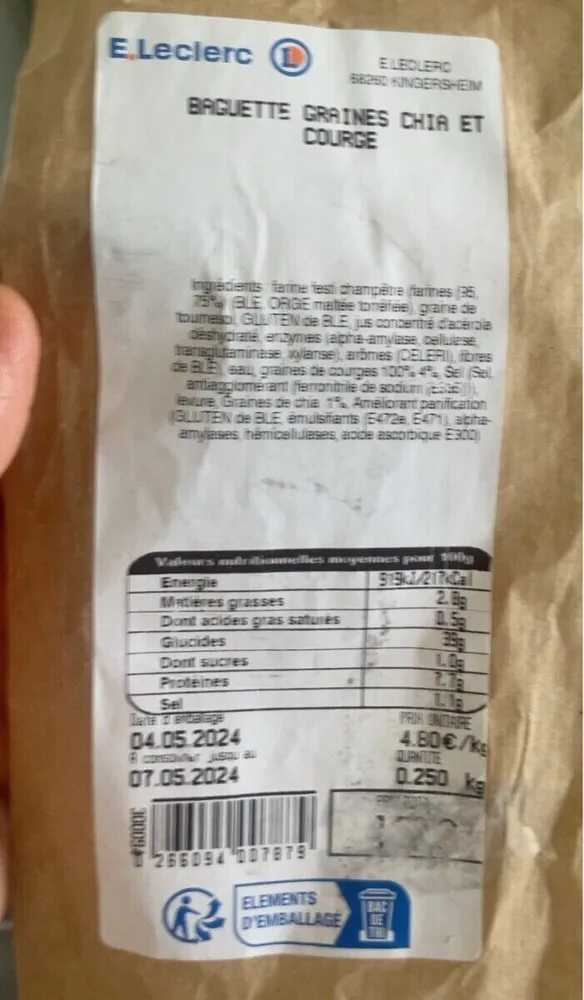Baguette graines de Chia