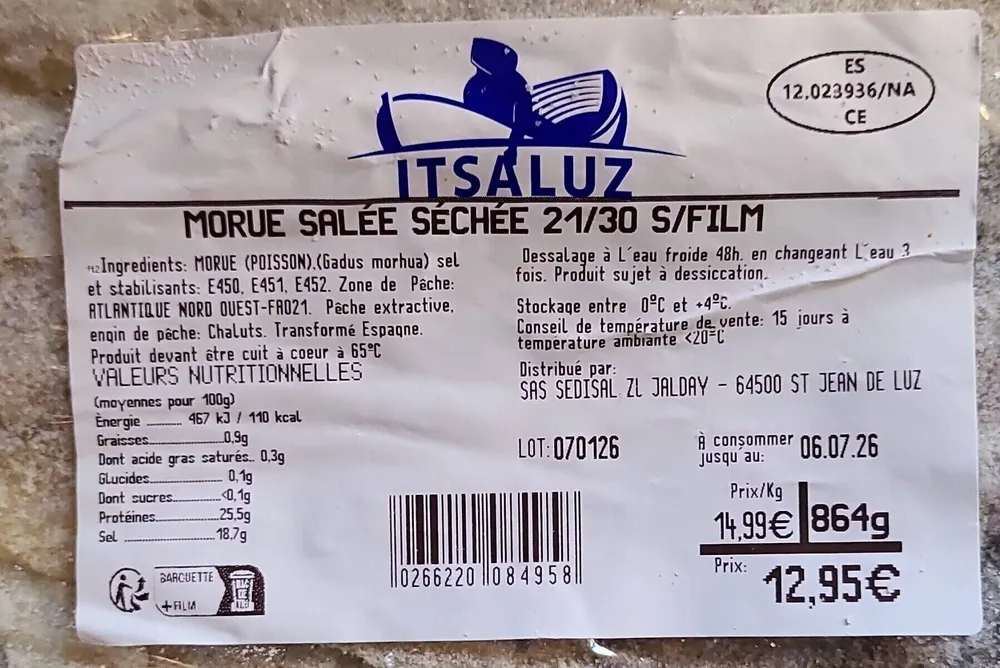 Morue séchée salee