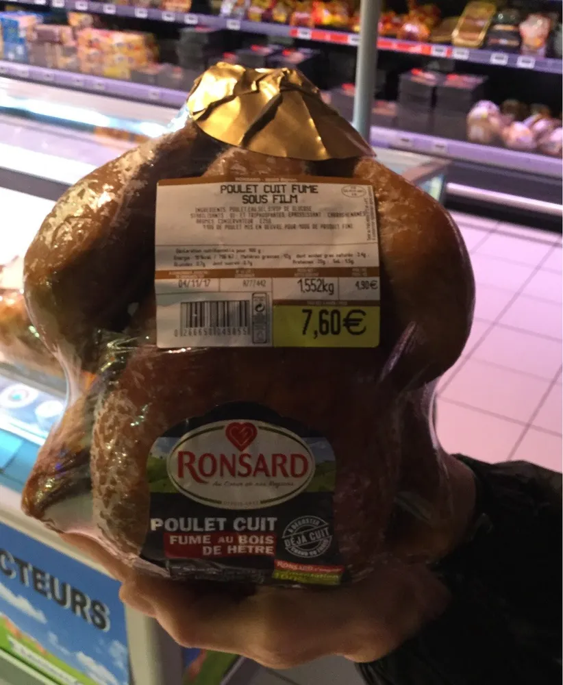 Poulet cuit fumé