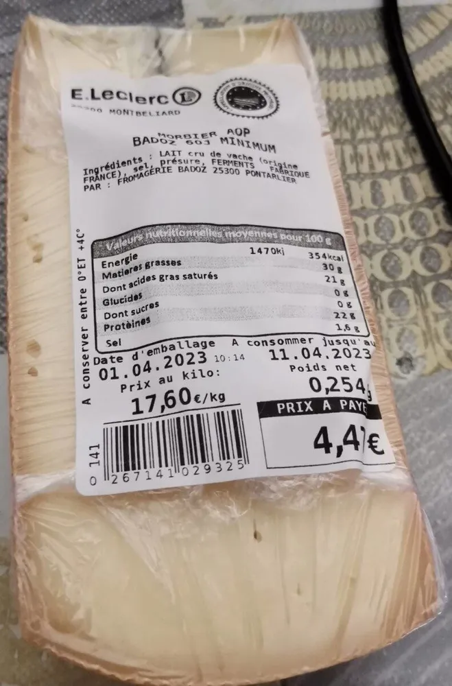 Morbier aop badoz 60j minimum
