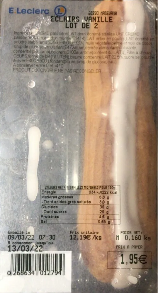 Éclairs vanille