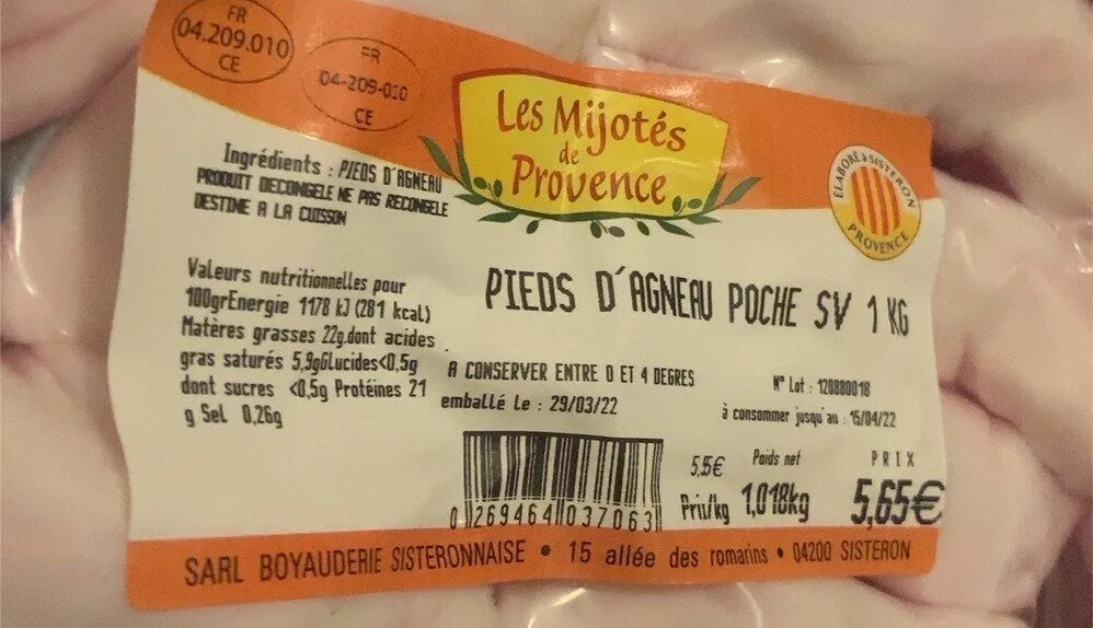 Pieds d’agneau