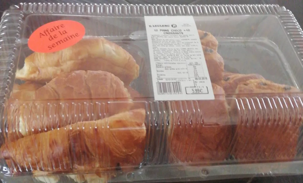 10 pains chocolats 10 croissants