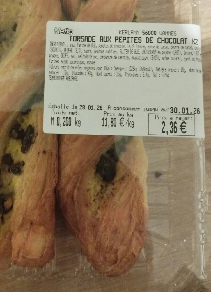 Torsade aux pépites de chocolat