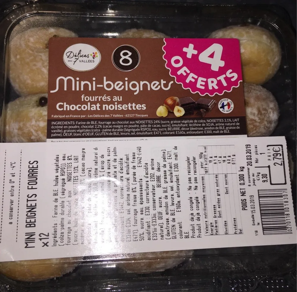 Mini-beignets fourrés au Chocolat noisettes