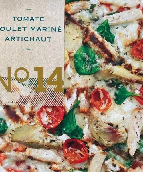 Pizza tomate poulet artichaut
