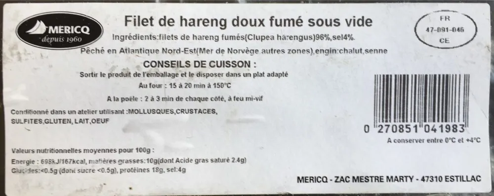 Filet de hareng doux fumé