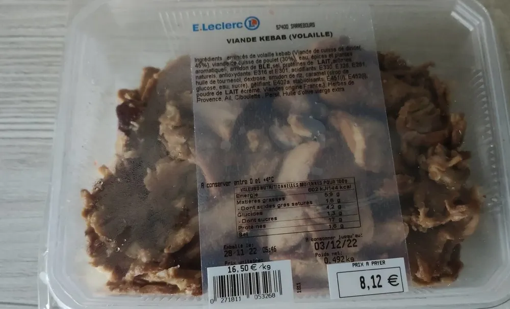 Viande kebab leclerc