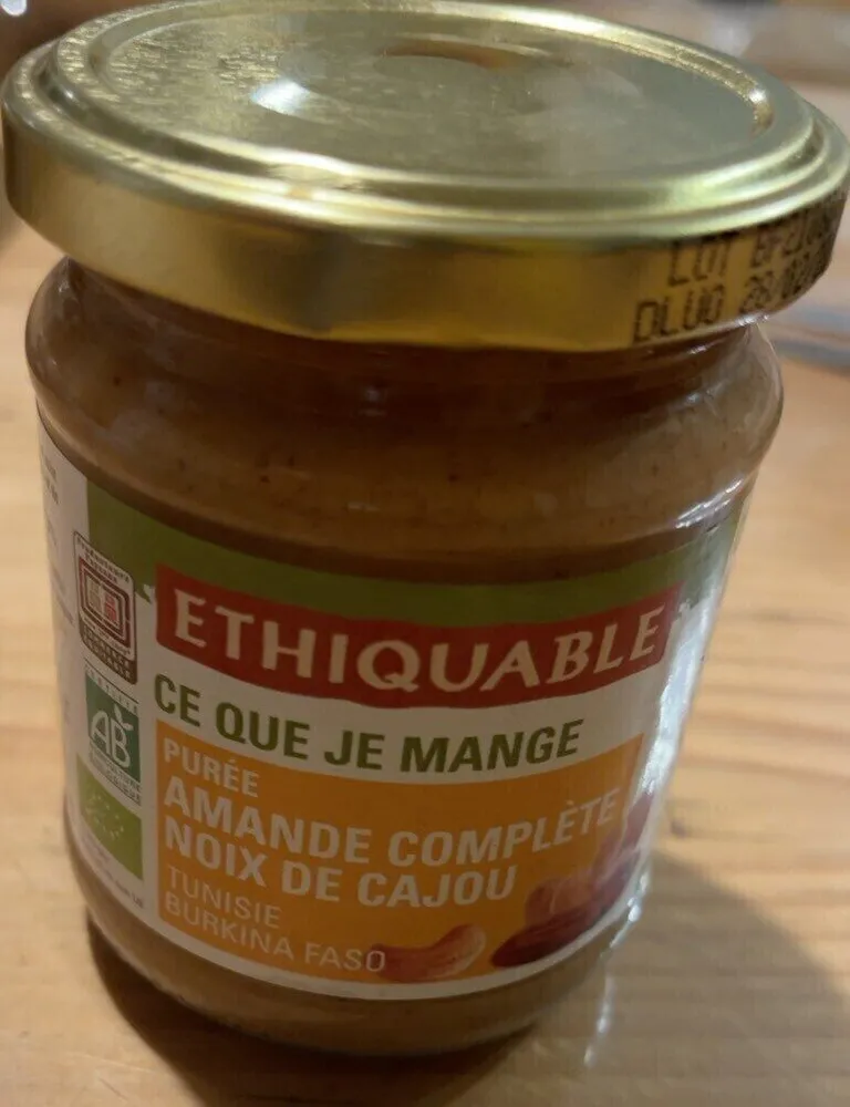 Purée amande complète noix de cajou