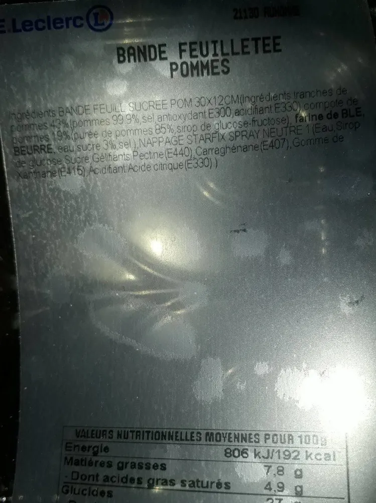 Bande feuilletée pommes