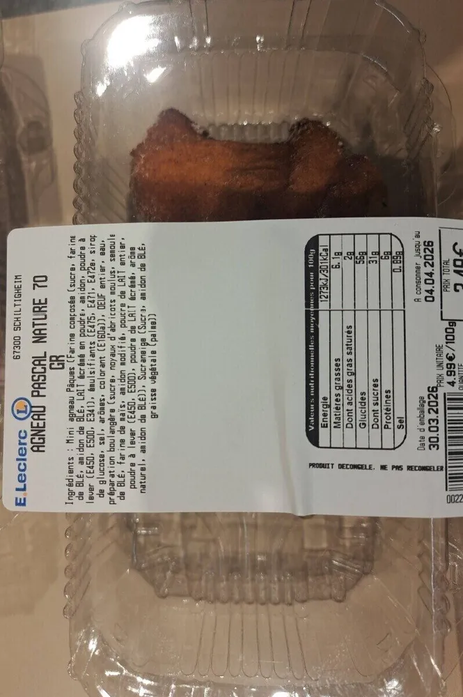 Agneau pascal nature 70g
