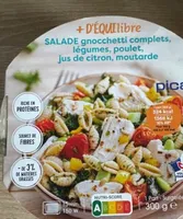 Salade gnochetti complets, légumes, poulet, jus de citron, moutarde