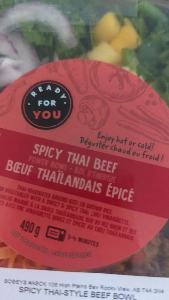 Sobey's Safeway Spicy Thai Beef Bowl
