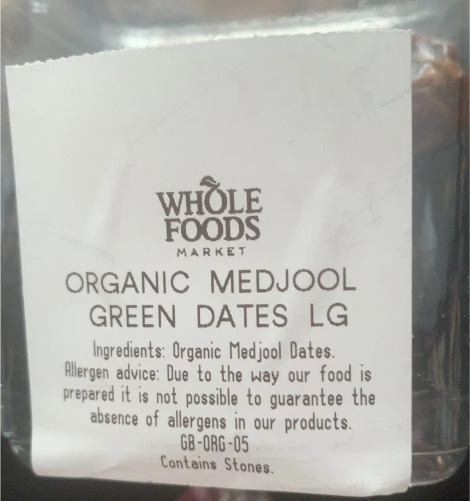 Organic medjool green dates
