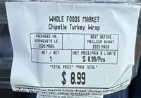 Whole Foods - Chipotle Turkey Wrap