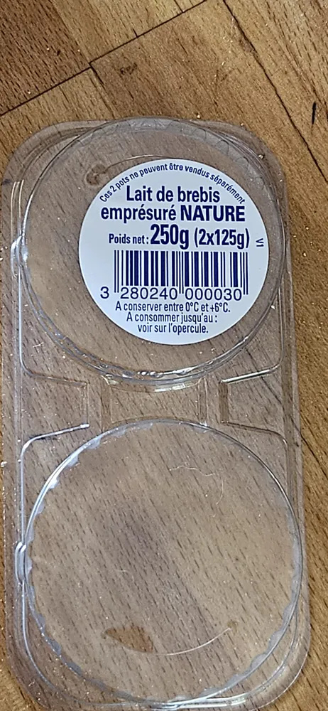 Lait de brebis emprésuré Nature