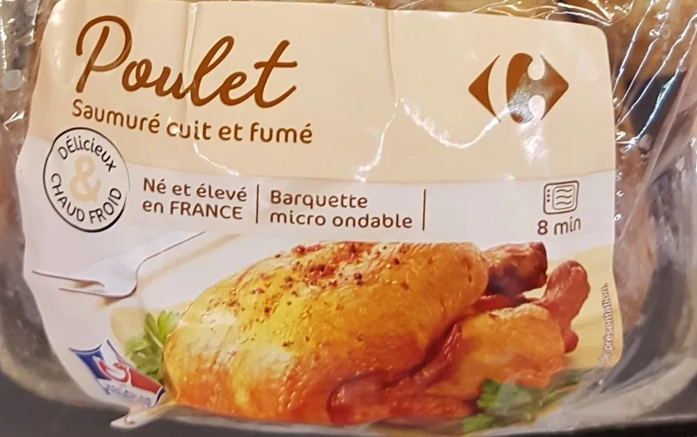 Poulet saumuré cuit et fumé