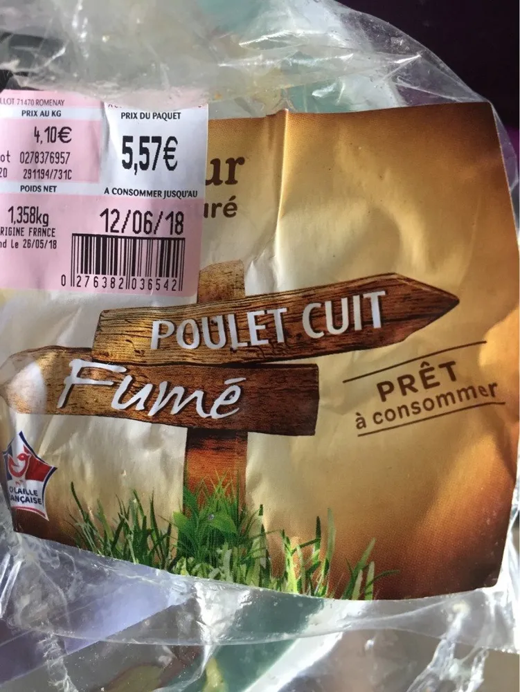 Poulet cuit fume
