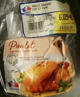 Poulet saumuré, cuit et fumé