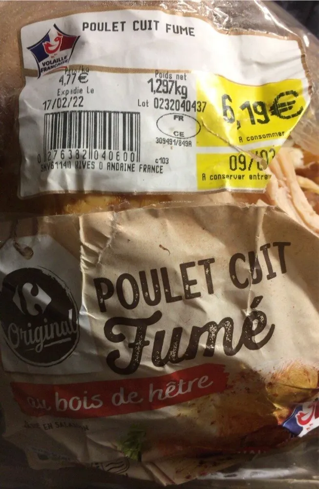 Poulet cuit fume careffour