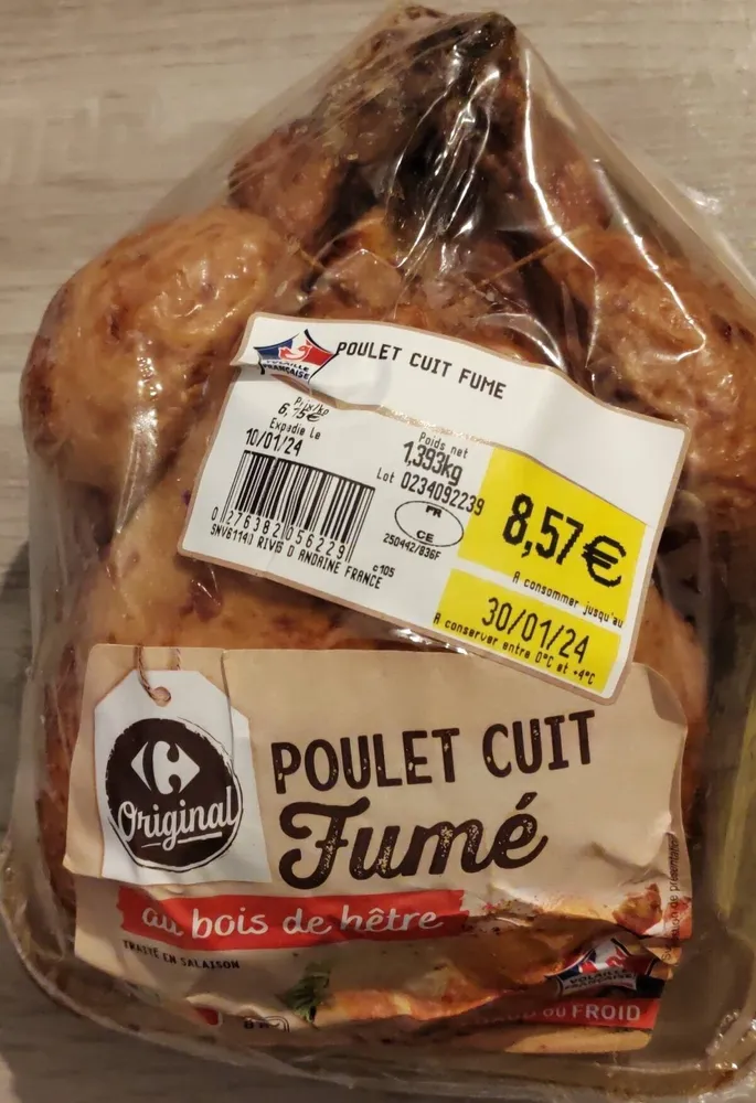 Poulet cuit fumé