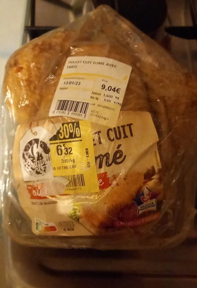 Poulet cuit fumé avec tarse