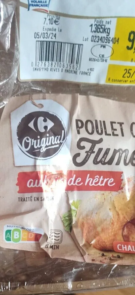 Poulet cuit fumé