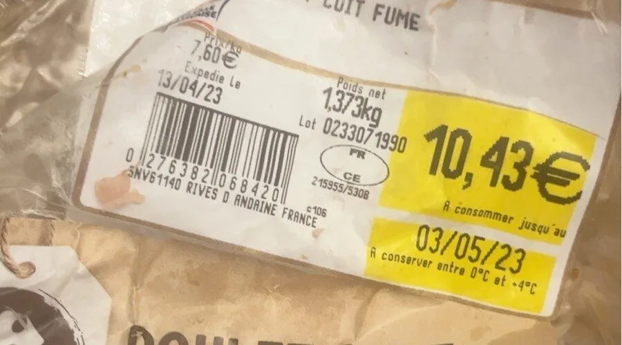 Poulet cuit fumé