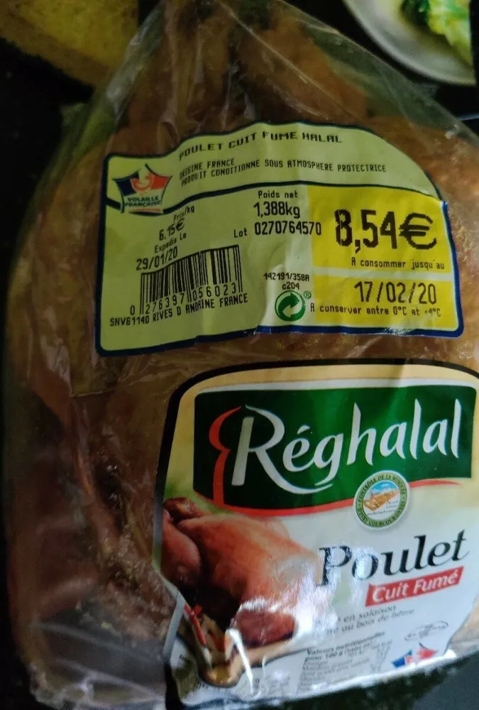 Poulet cuit fumé
