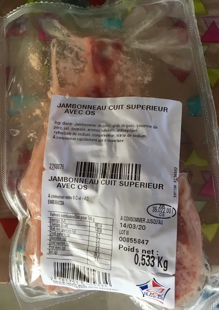 Jambonneau cuit supérieur avec os