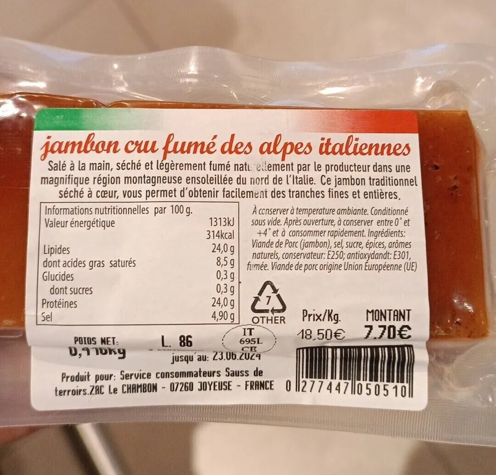 Jambon cru fumé