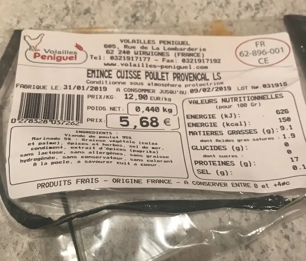 Emince cuisse poulet provencal ls