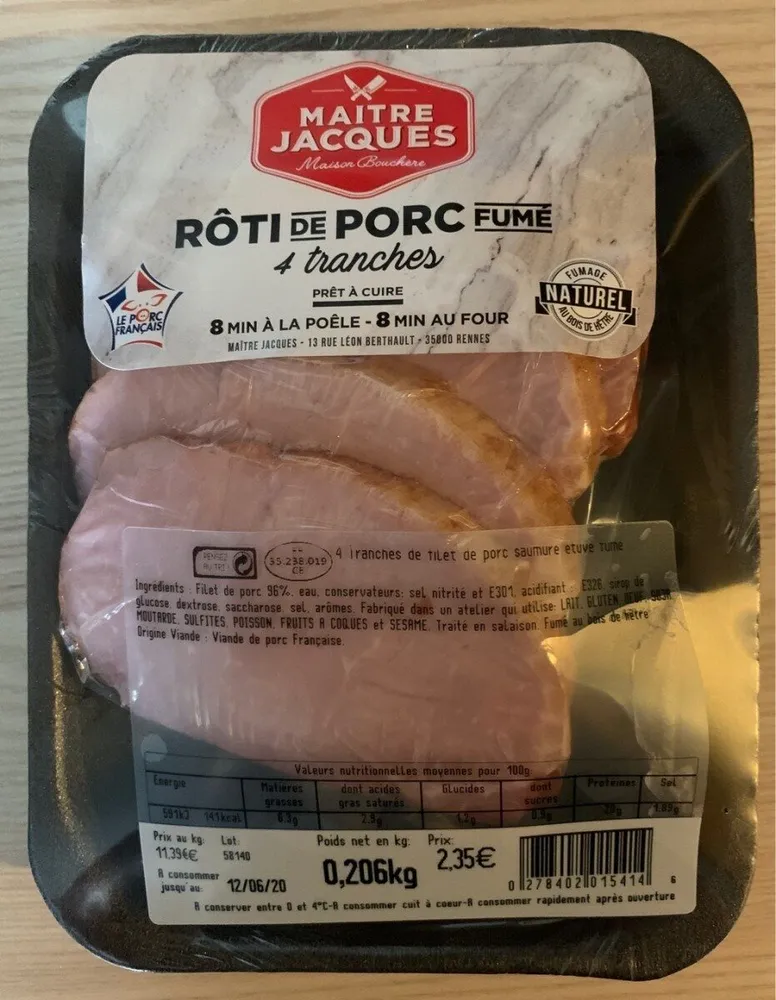 Rôti de porc fumé 4 tranches