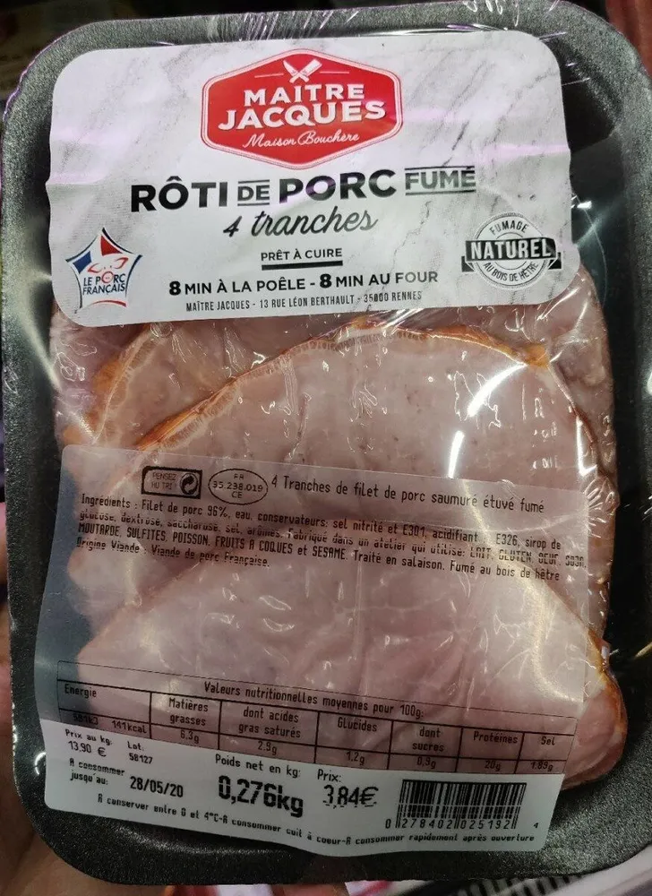 Rôti de porc fumé 4 tranches