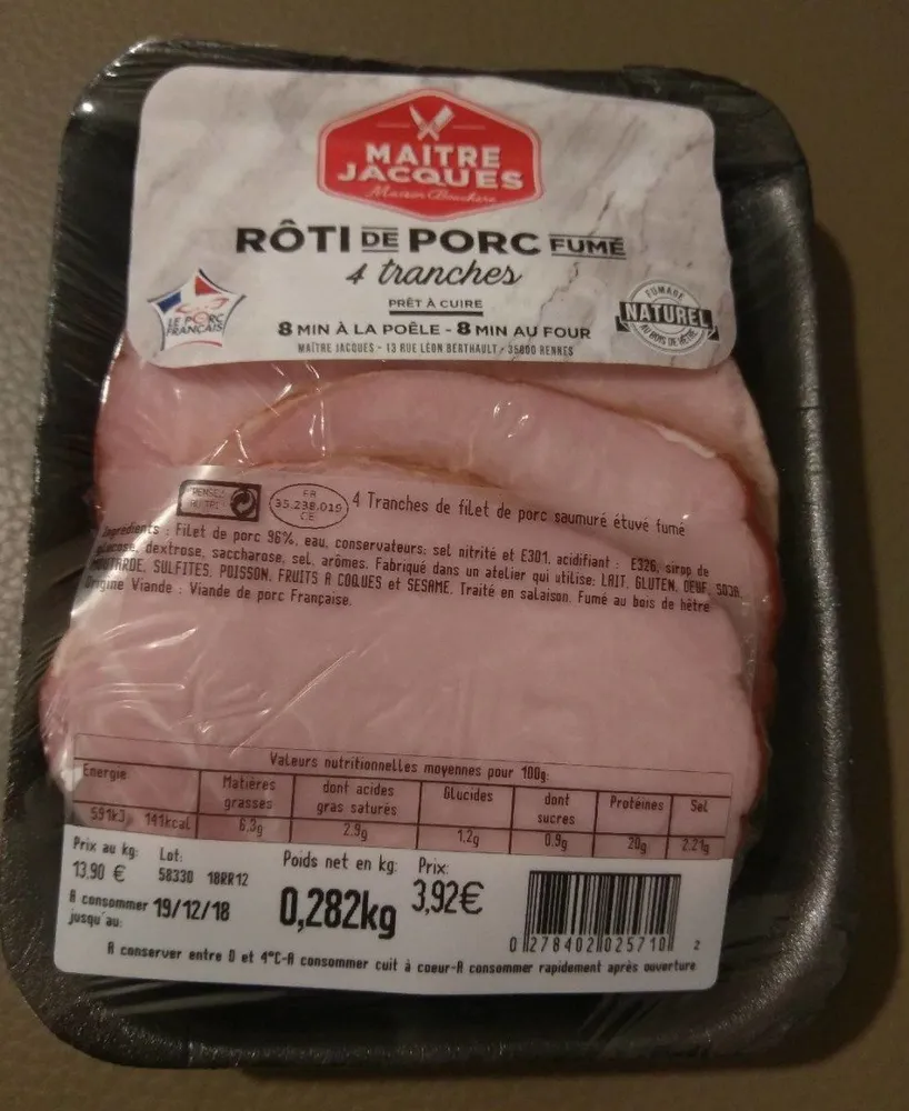 Rôti de porc fumé 4 tranches