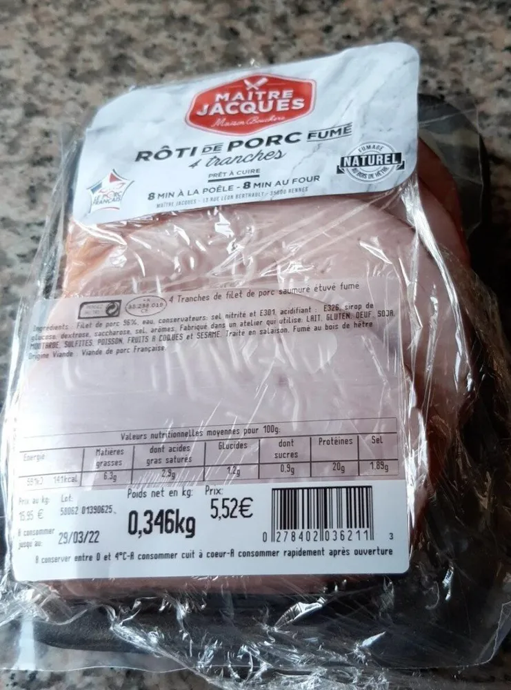 Roti de porc fumé 4 tranches