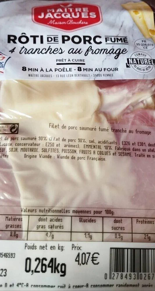 Rôti de porc fumé au fromage