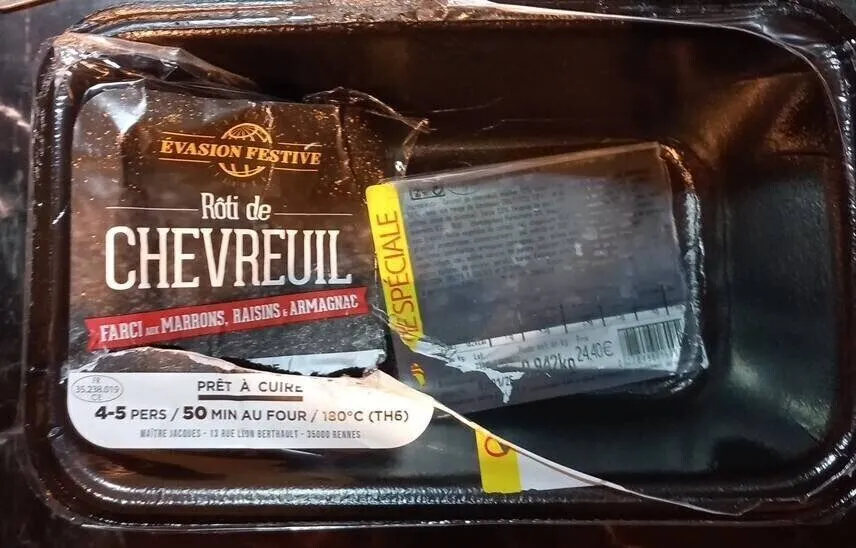 Rôti de Chevreuil farci aussi marrons, raisins et armagnac