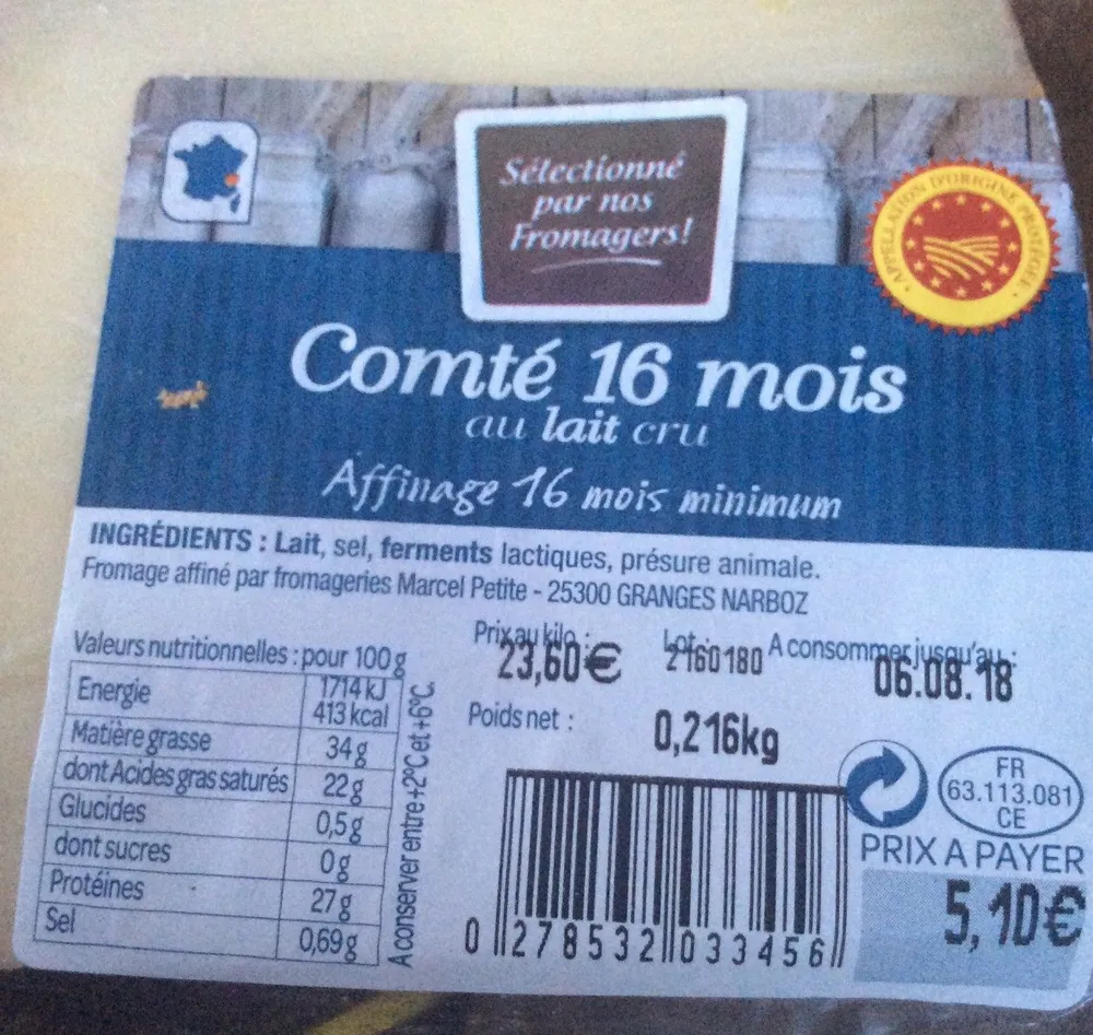 Comté au lait cru 16 mois d affinage